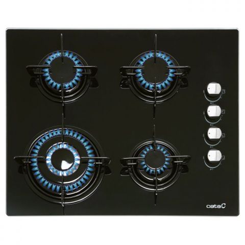 Encimera cristalgas Cata CIB6031BK, Negro, 4 zonas