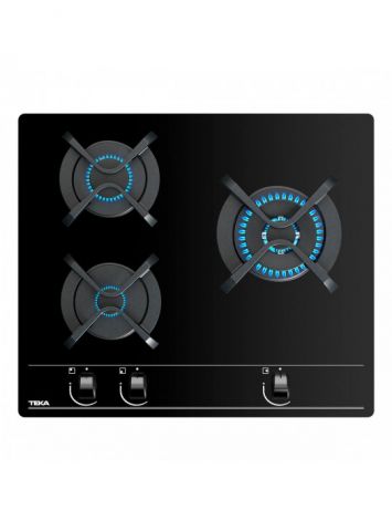 Encimera Teka GBC63010KBB, 3 fuegos, cristal gas